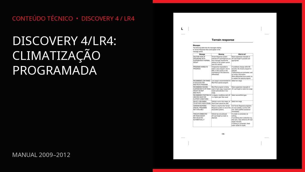 Discovery 4/LR4: climatização programada