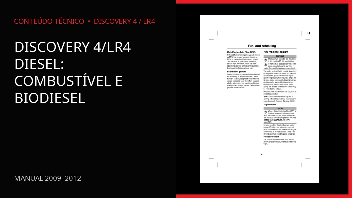 Discovery 4/LR4 diesel: combustível e biodiesel