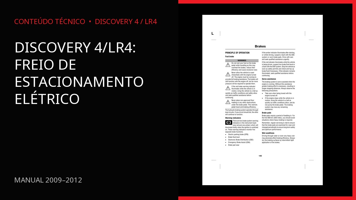 Discovery 4/LR4: freio de estacionamento elétrico