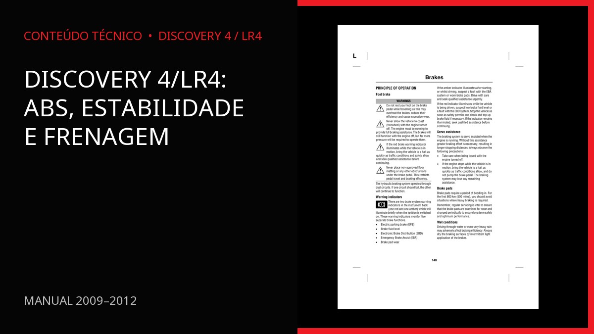 Discovery 4/LR4: ABS, estabilidade e frenagem