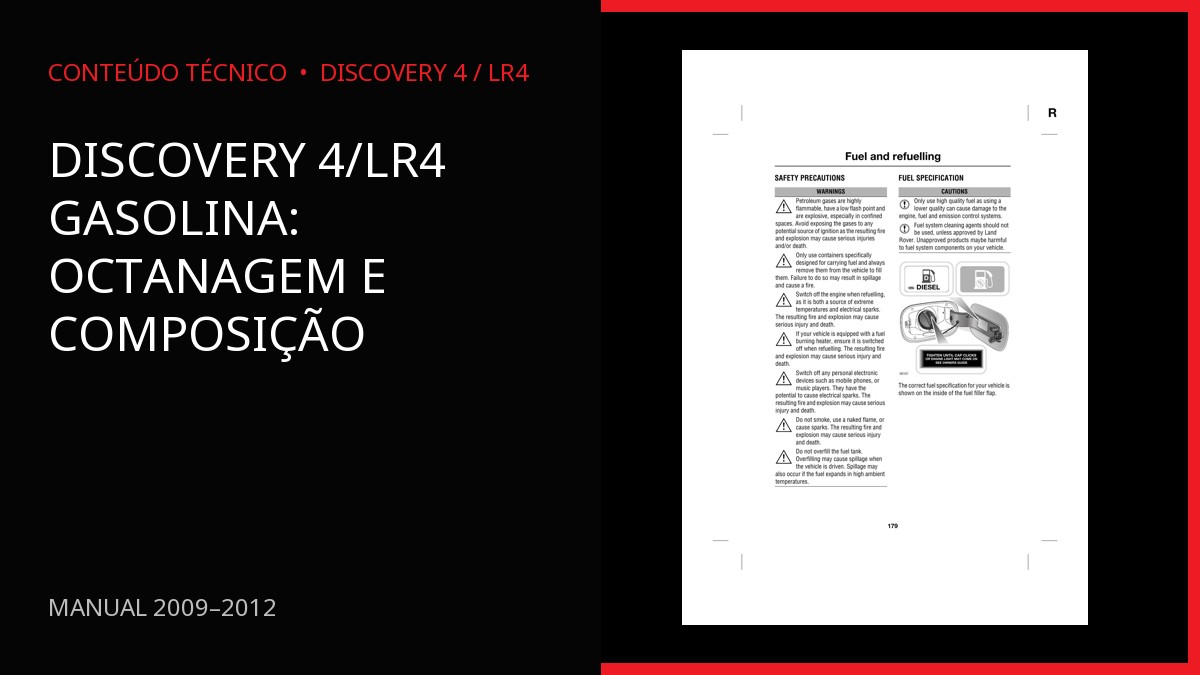 Discovery 4/LR4 gasolina: octanagem e composição
