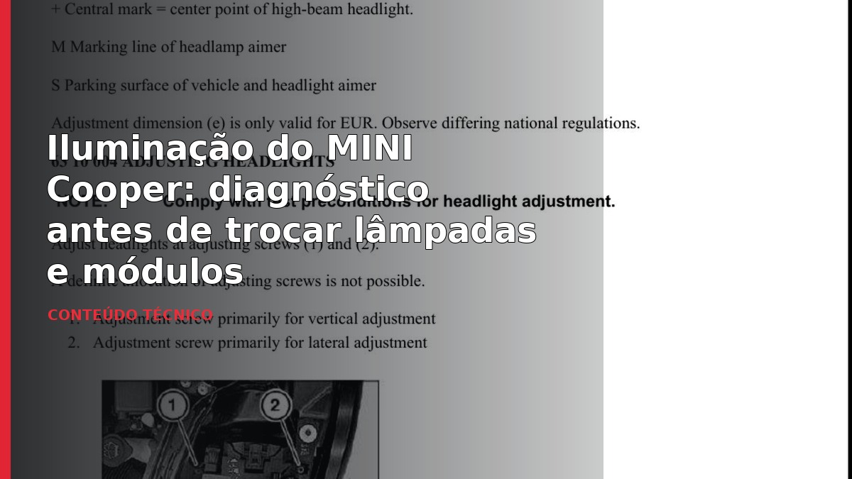 Iluminação do MINI Cooper: diagnóstico antes de trocar lâmpadas e módulos