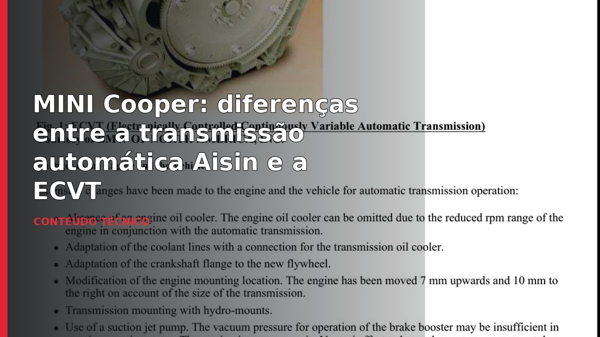 MINI Cooper: diferenças entre a transmissão automática Aisin e a ECVT