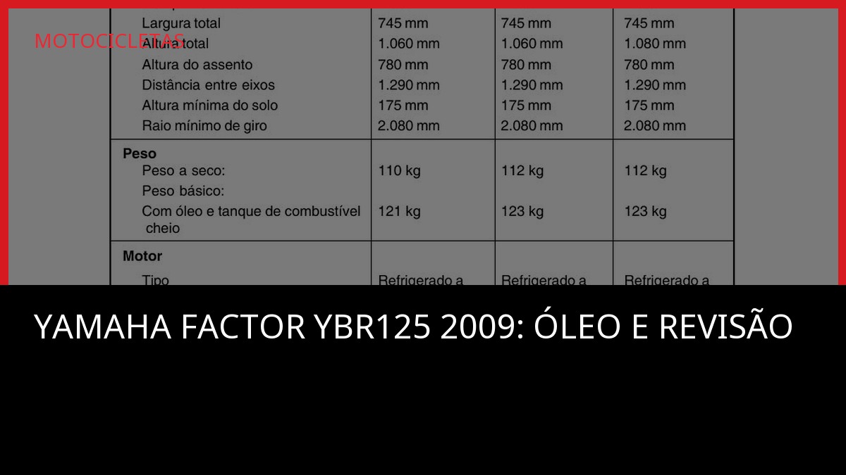 Yamaha Factor YBR125 2009: óleo e revisão